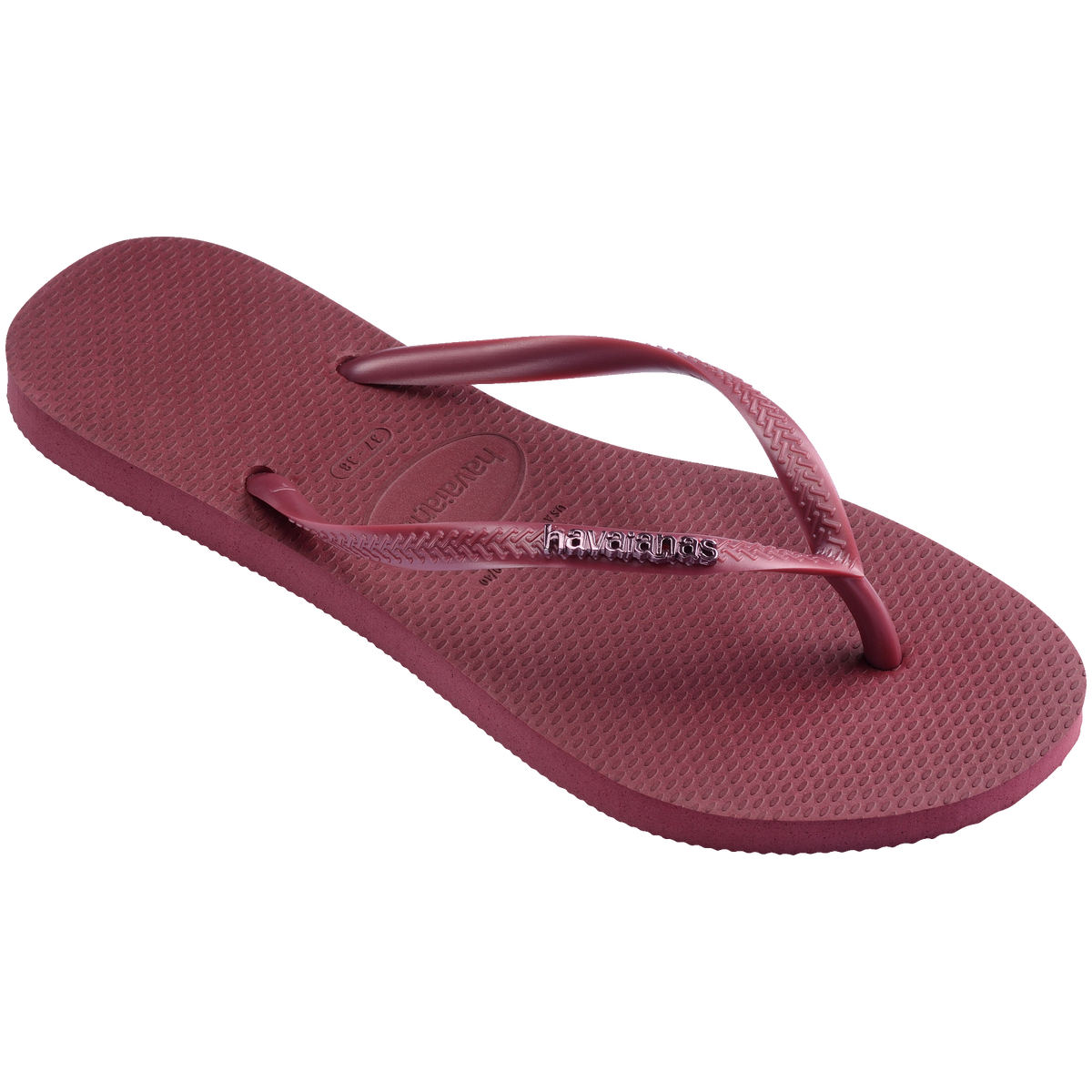 Women's Slim Logo Metallic Flip Flops - Amaranth