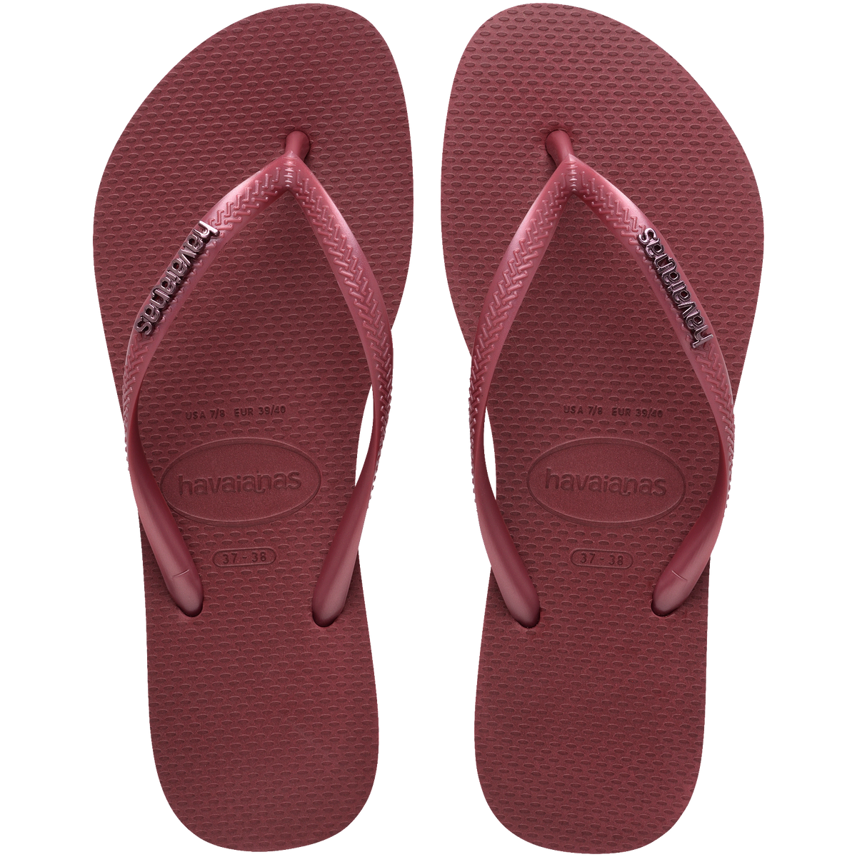 Women's Slim Logo Metallic Flip Flops - Amaranth